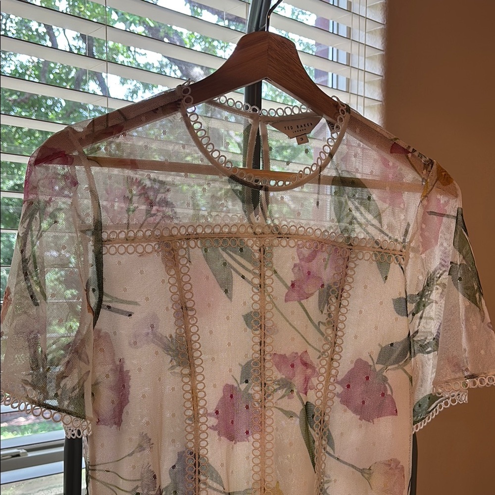 Ted Baker London Pink Sheer Short Sleeve Blouse